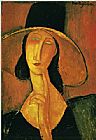 Large Canvas Paintings - Jeanne Hebuterne in Large Hat